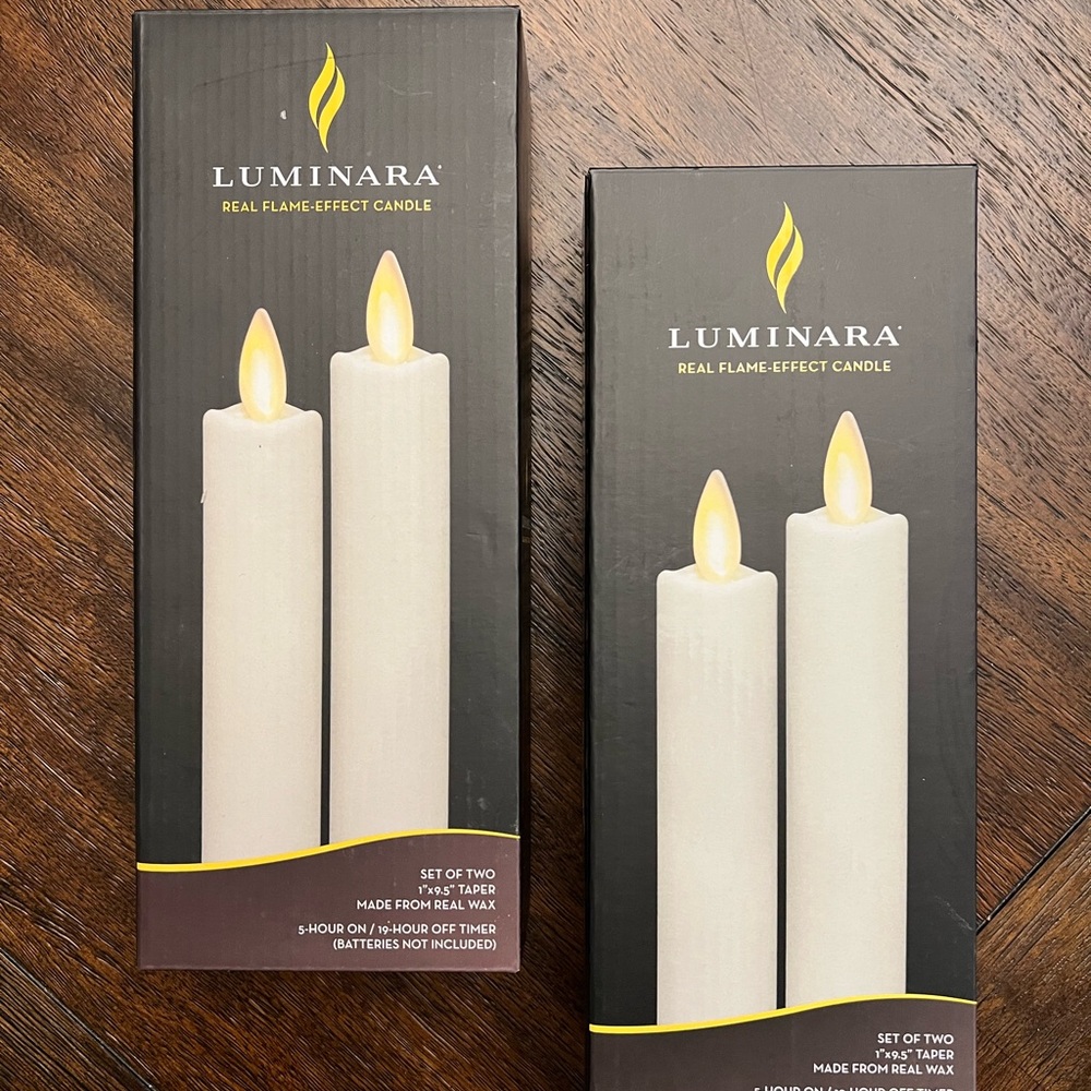 Luminara White Real Flame-Effect Candle Sets. 2 candles per box-2 boxes